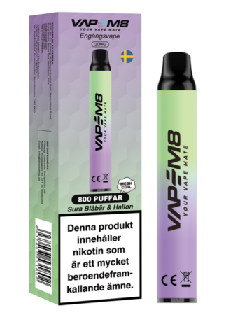 VM8 VM800 Sour Blueberry & Raspberry 20mg Nicosalt - Engangsdamp